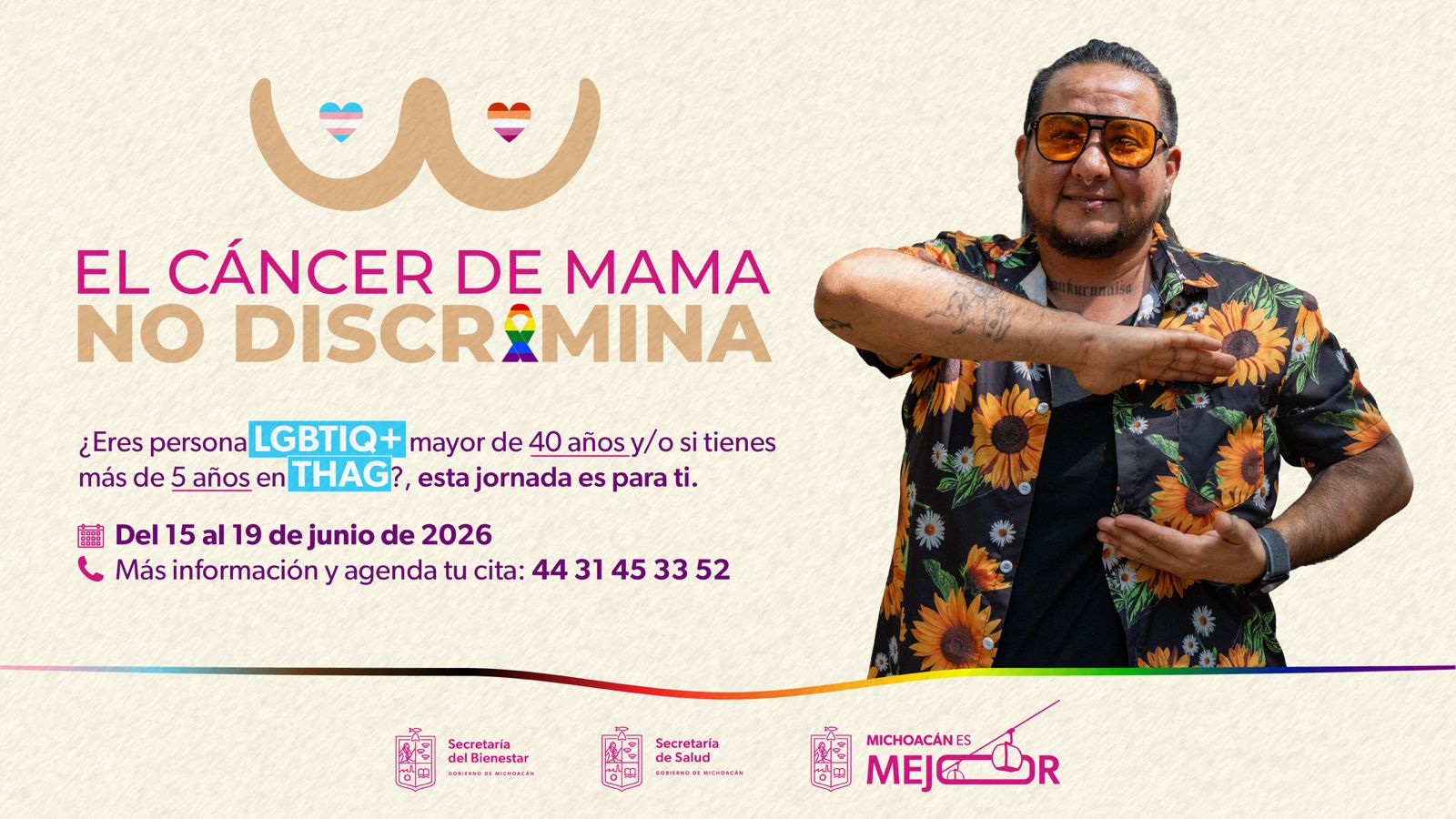Jornada “Cáncer de Mama No Discrimina” ofrece mastografías gratuitas a la población LGBTIQ+ Jornada “Cáncer de Mama No Discrimina” ofrece mastografías gratuitas a la población LGBTIQ+