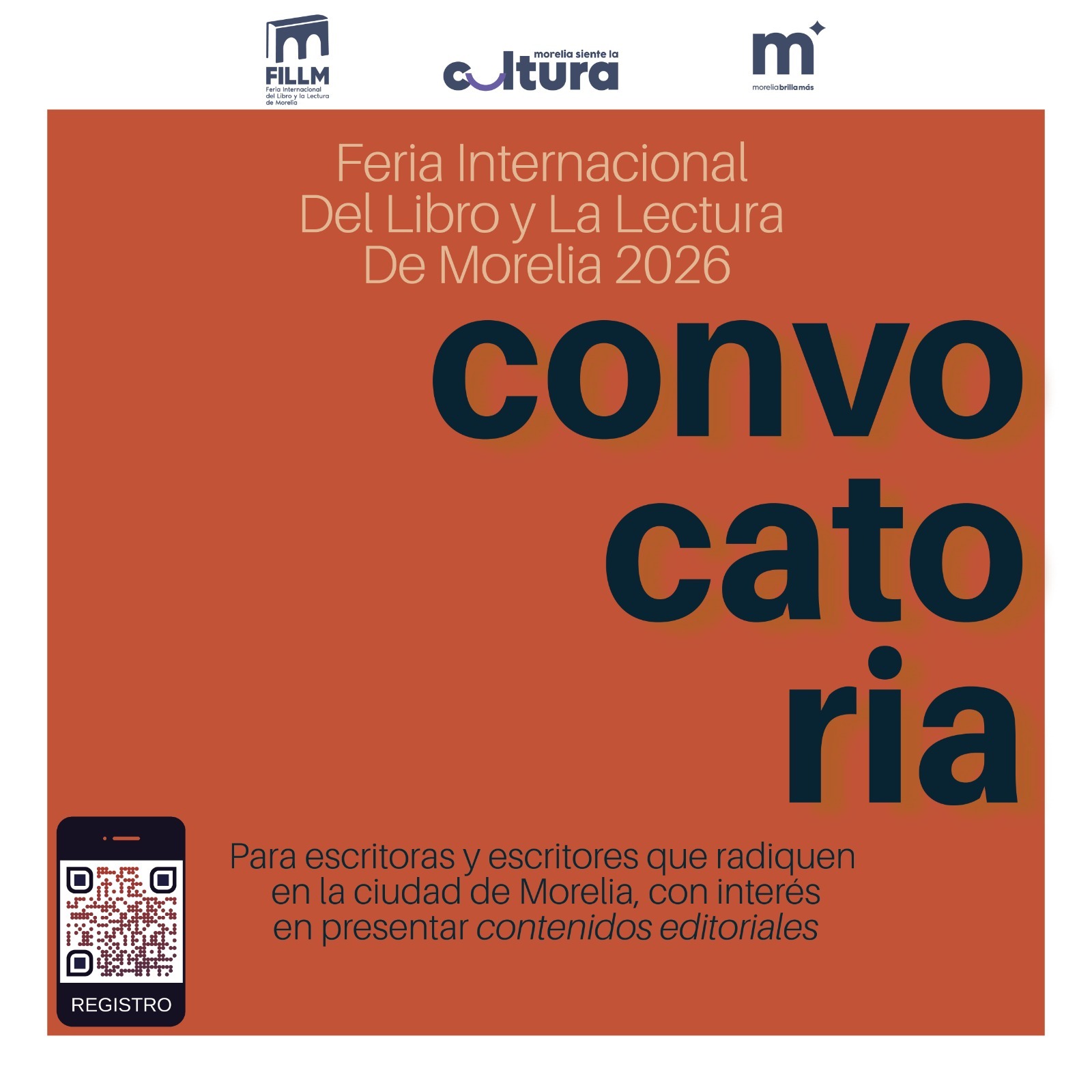 Últimos días de convocatoria para la Feria Internacional del Libro y la Lectura de Morelia 2026 Últimos días de convocatoria para la Feria Internacional del Libro y la Lectura de Morelia 2026