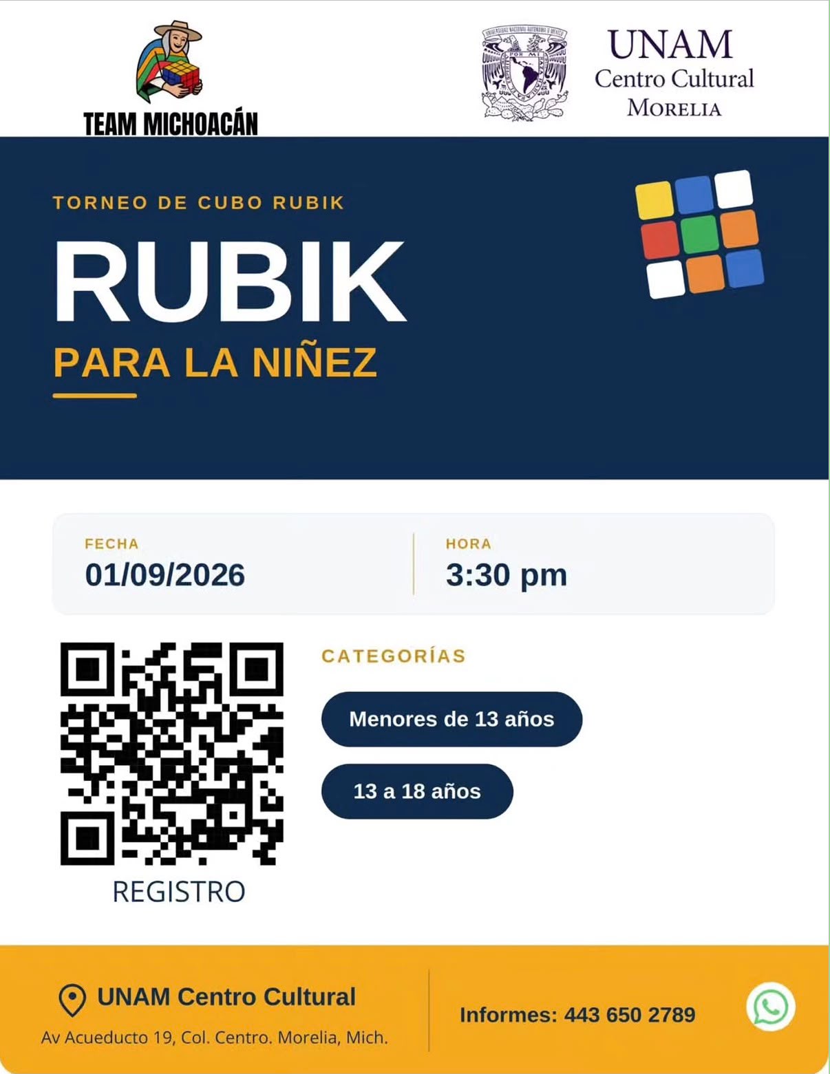 Sipinna invita al torneo de cubo rubik para la niñez de Morelia Sipinna invita al torneo de cubo rubik para la niñez de Morelia