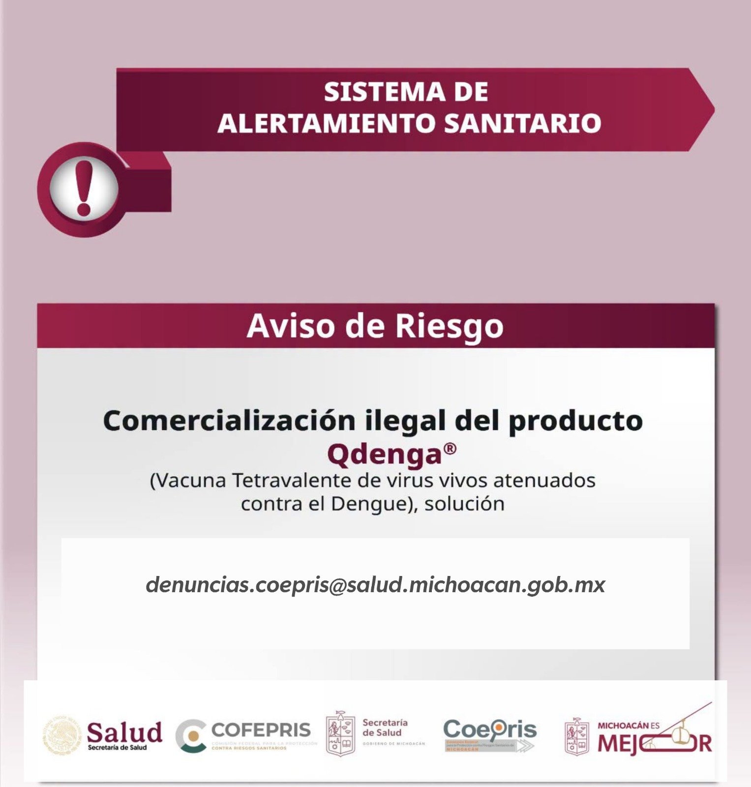 Alerta Cofepris por venta ilegal de la vacuna Qdenga®️ contra el dengue en México