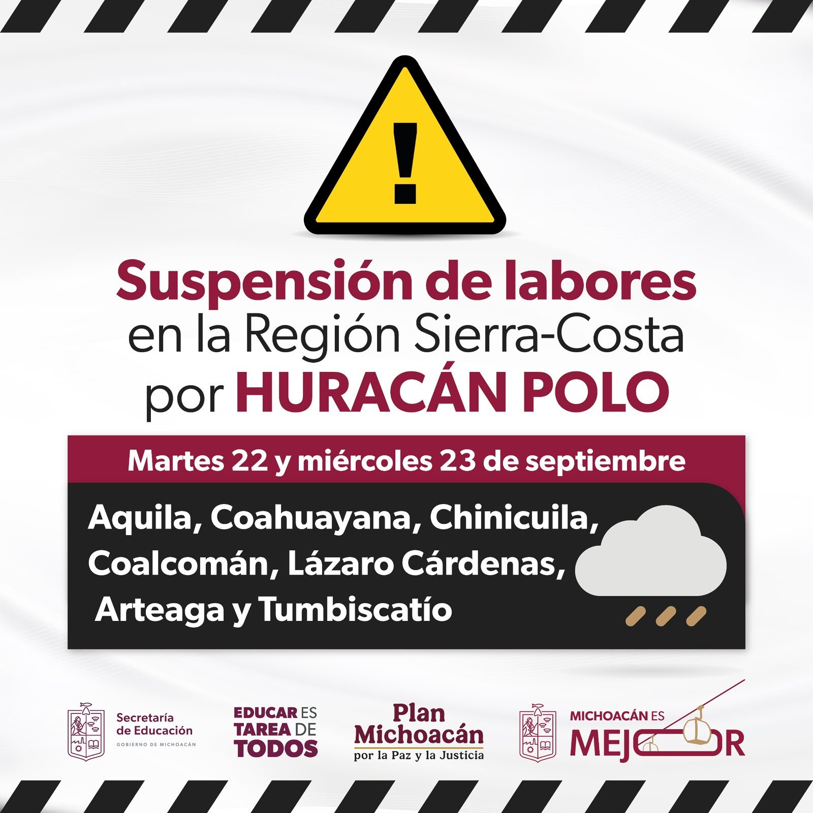 Se suspenden clases en 7 municipios de la Región Sierra Costa por huracán “Polo” Se suspenden clases en 7 municipios de la Región Sierra Costa por huracán “Polo”