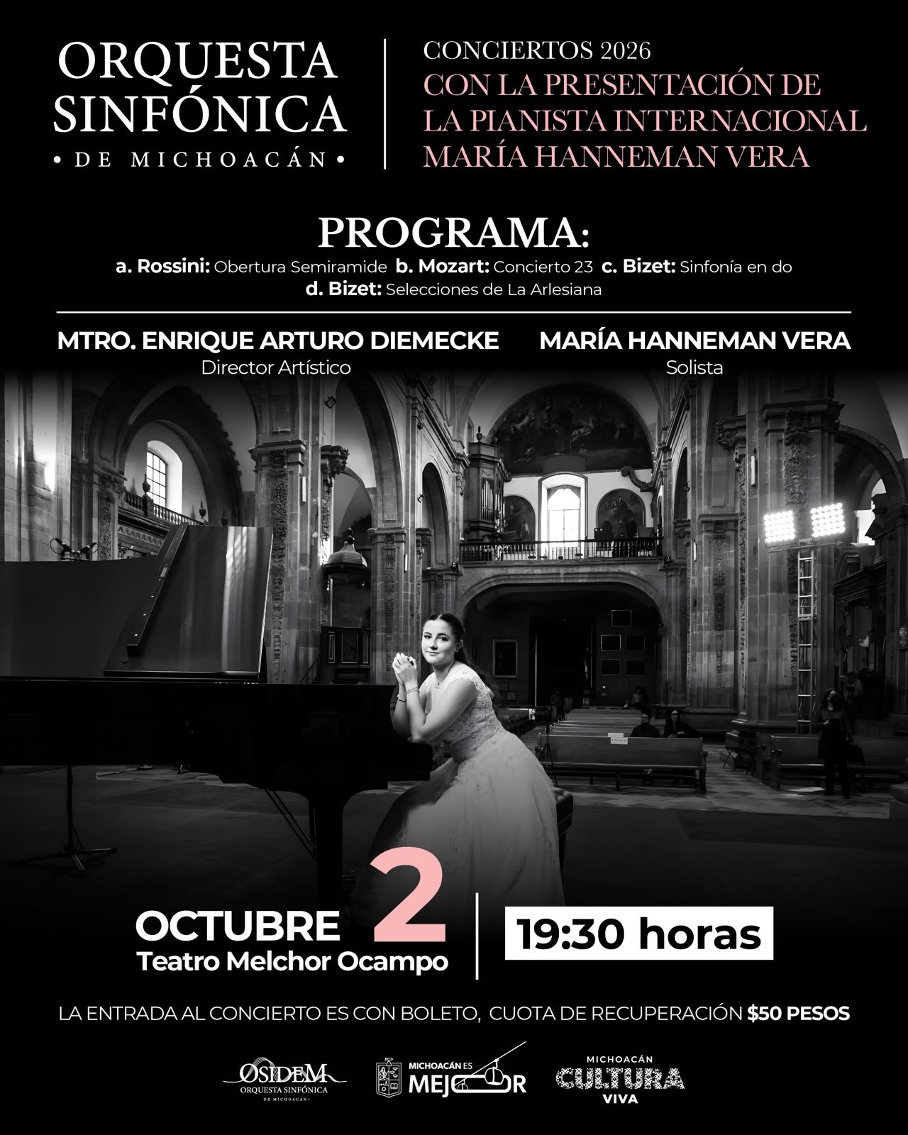 Osidem ofrecerá concierto con la pianista María Hanneman en el Ocampo Osidem ofrecerá concierto con la pianista María Hanneman en el Ocampo