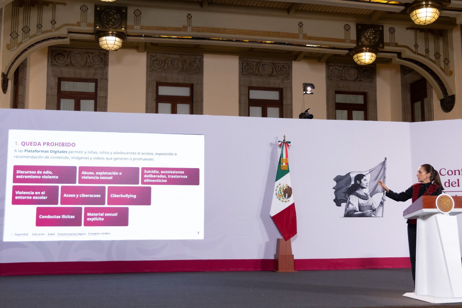 Presidenta de México presenta decreto para garantizar que plataformas digitales sean spacios seguros para niñas, niños y adolescentes