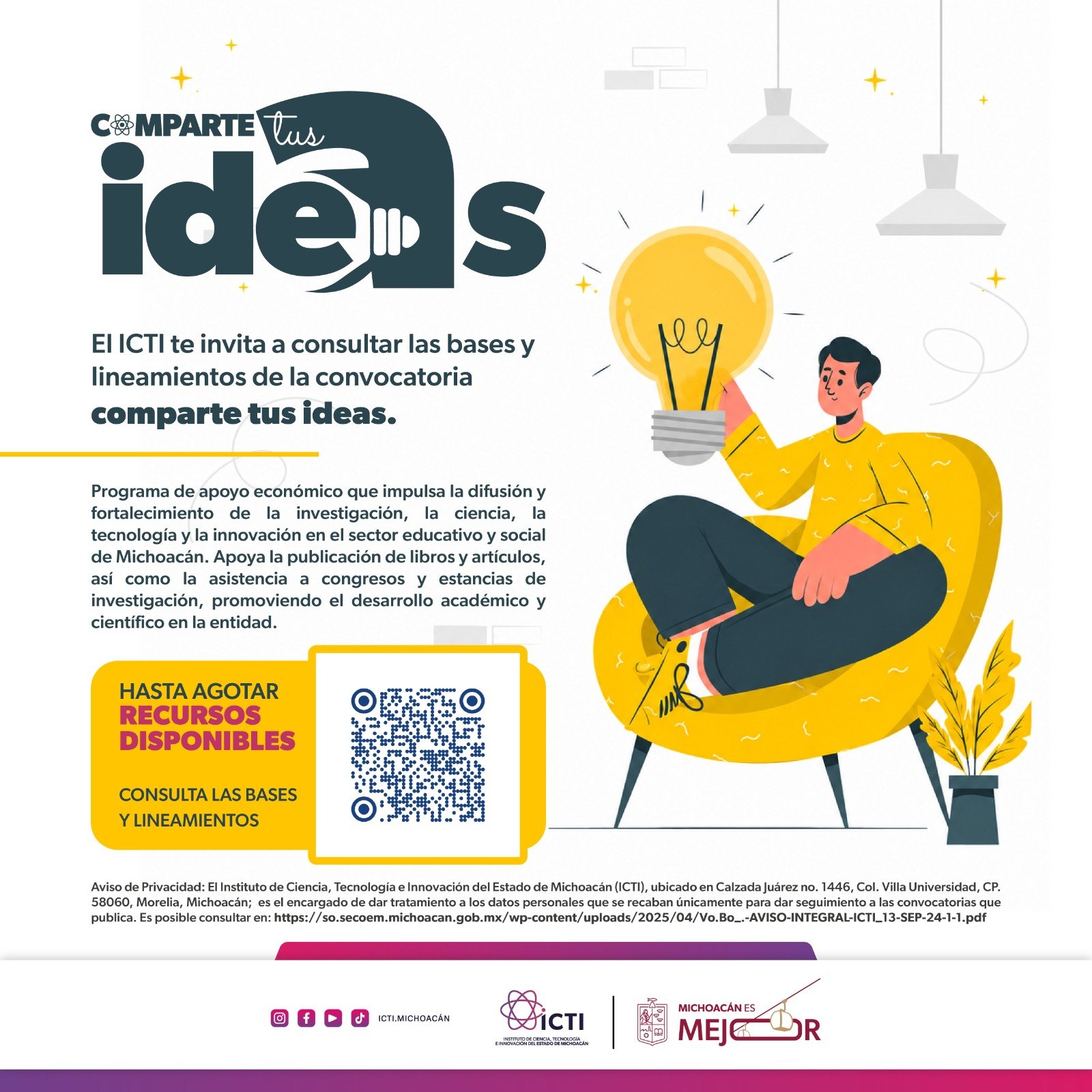 ICTI abre convocatoria “Comparte tus ideas 2026” para impulsar ciencia e innovación