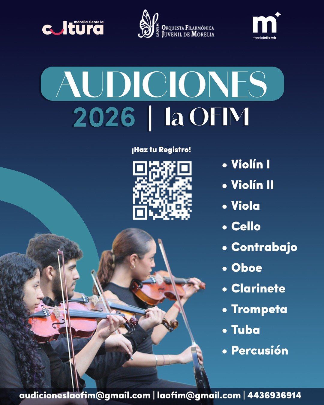 Invita SeCultura a convocatoria de Orquesta Filarmónica Juvenil de Morelia